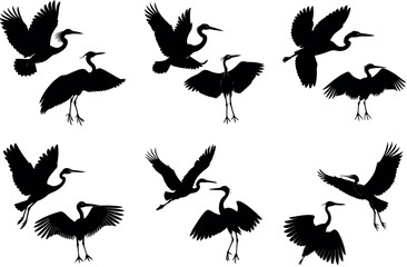 Obraz premium Graceful Heron Silhouette SVG Design | Bird in Flight Vector for Nature Crafts, Wall Art, T-Shirt Prints, Sublimation, Logo Making and Wildlife-Themed Projects