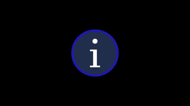 Help desk i circle shape icon animation on black background