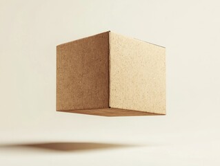 Square Cardboard Box Kraft Packaging Mockup Brown Shipping Container Empty Product Package Delivery