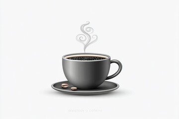 Obraz premium A minimalist vector of a steaming coffee mug with a single swirl line on white background
