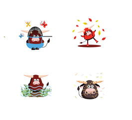 set of funny cartoon characters
