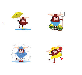 set of cartoon animals