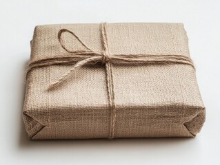 Rustic Brown Burlap Gift Box Tied with Twine Eco Friendly Packaging Present