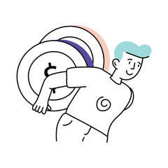Dollars vector colored minimal illustration. EPS 10 file
