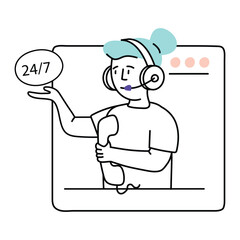 Customer Support vector colored minimal illustration. EPS 10 file