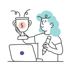 Business Success vector colored minimal illustration. EPS 10 file