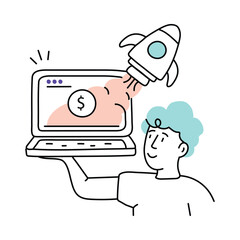 Business startup vector colored minimal illustration. EPS 10 file