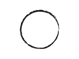 Grunge circle made of black paint using art brush.