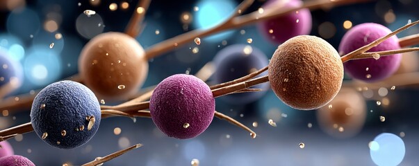 A sci-fi rendition depicts follicles undergoing a dramatic transformation responding to hormonal fluctuations within a complex system The follicles, represented as spheres, change color, suggesting