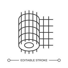 Wire mesh roll line icon. Architectural metal net for construction reinforcement. Building material storage. Isolated vector illustration. Outline symbol. Simple linear drawing. Editable stroke