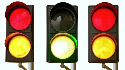Traffic Light Signals Showing Red, Yellow, and Green. Possible Use Stock Photo for Traffic Education or Safety