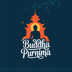 Happy Buddha Purnima Festival Celebration Background Design Template