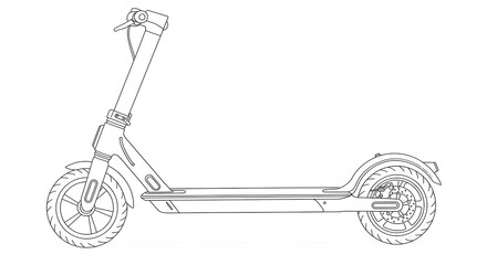 Naklejka premium Line Art of Electric Scooter for Transportation and Urban Mobility