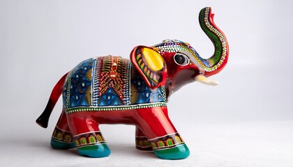 wooden elephant on white background