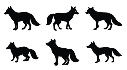  Fox Silhouette Vector - Wild Animal Icon Set
