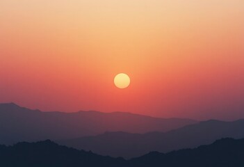 Fototapeta premium Tranquil mountain vista under a pastel gradient sky, bathed in warm light