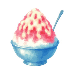 水彩で描いたかき氷のイラスト