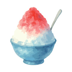 水彩で描いたかき氷のイラスト