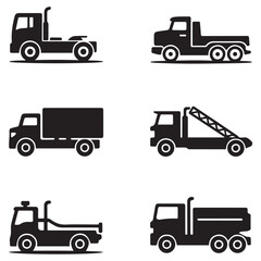 Trucks icon set Vector Black silhouettes. with white background