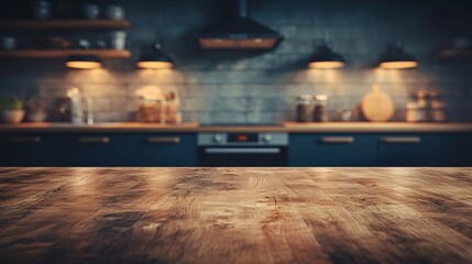 Contemporary Kitchen Countertop with Warm Lighting and Soft Focus