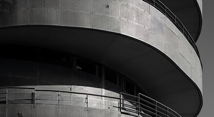 Modern Architectural Detail of a Curved Building Facade