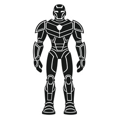 Black Vector Silhouettes of Modern Mechanical Robot