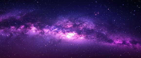 Fototapeta premium Ethereal, purple-hued galaxy with bright, radiant clouds and scattered stars