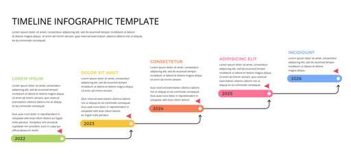 Infographic template of timeline with five elements, vector eps10 illustration