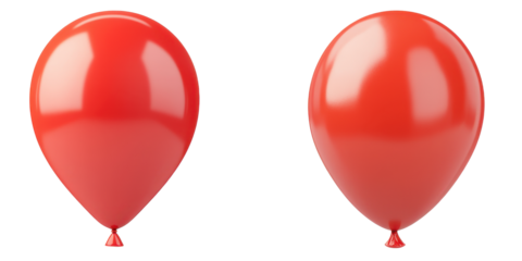 Two shiny red balloons isolated transparent background perfect for celebrations and design projects