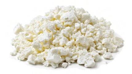 An appealing display of feta cheese is attractively presented. The feta cheese, a well - known Greek cheese, features white, creamy blocks