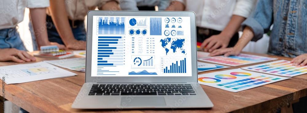 Poster business data dashboard provide brisk business intelligence analytic for marketing strategy planning
