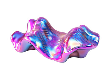 Obraz premium a vibrant abstract sculpture with flowing wavy forms and a glossy iridescent finish suggesting a modern artistic design