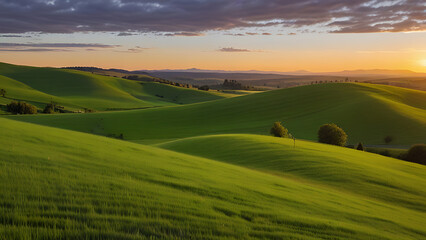  Sunset Over Rolling Green Hills