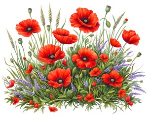 Fototapeta premium Poppy Field Illustration