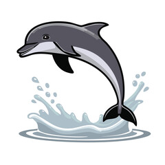 Obraz premium Vector Marine Animal Illustration of Jumping Dolphin with Splash Effect and Simple Background