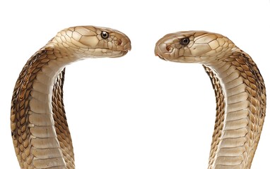 Fototapeta premium Two Snakes Facing Each Other on White Background Reptile Wildlife Close Up