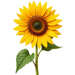 Obraz premium Bright Yellow Sunflower with Large Brown Center – Close-Up Floral Photography with Vibrant Petals 