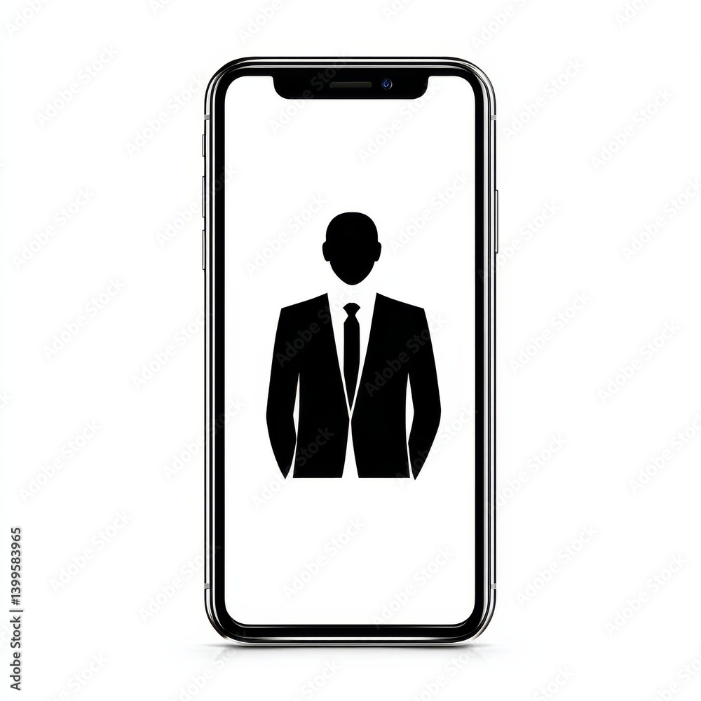 Aufkleber professional profile app: business avatar displayed on a sleek smartphone screen with modern design