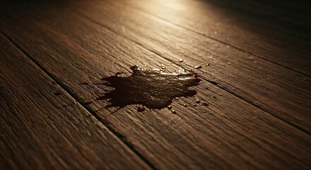 Blood Splatter on Wooden Floor Under Dramatic Lighting  