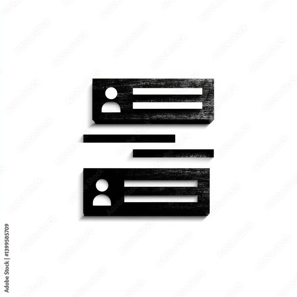Poster User Interface Icon: Black and White Dialogue Box Showing Message Exchange