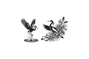 Crane bird vector silhouette image made by adobe illustrator. eps