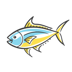 yellowfin tuna icon, yellowfin tuna vector illustration-simple illustration of yellowfin tuna, perfect for yellowfin tuna logos and icons