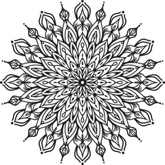 Intricate Mandala Design A Detailed Black and White Illustration