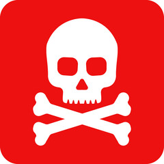 Danger sign with skull. Toxic, electricity or chemical Warning icon. Danger triangle symbol of death.