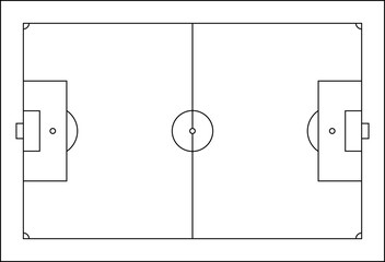 Soccer field line style. Football pitch. Black outline court and stadium on white background. Football match, league scheme.