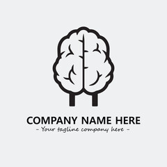 Brain illustration black and white for logo company vector image
