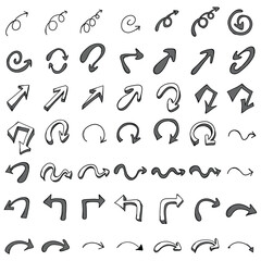 Arrow Doodle vector icon set. Drawing sketch illustration hand drawn line eps10