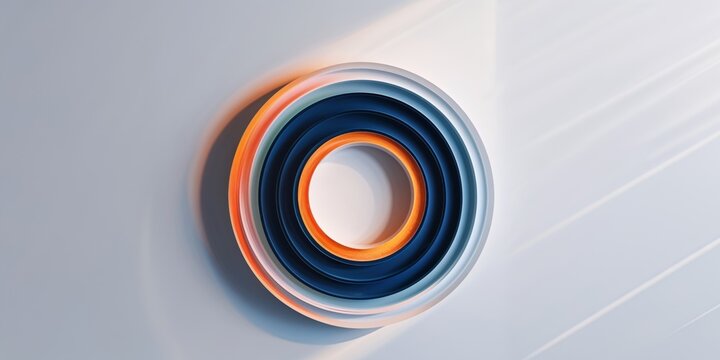 Abstract circular design with concentric rings of dark and orange light