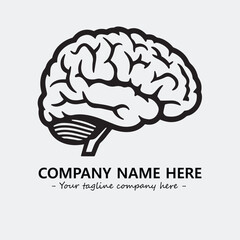 Brain illustration black and white for logo company vector image