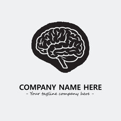 Brain illustration black and white for logo company vector image